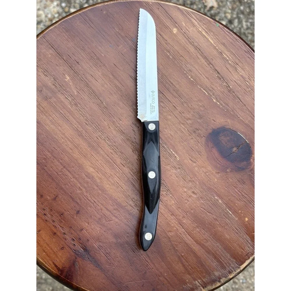 Cutco 3721 KJ Knife Brown Handle Santoku Style 5 inch Blade Trimmer Serrated